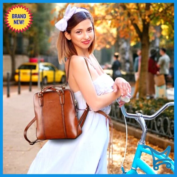Convertible Leather Backpack Purse for Women with Adjustable Strap Lightweight main image 7